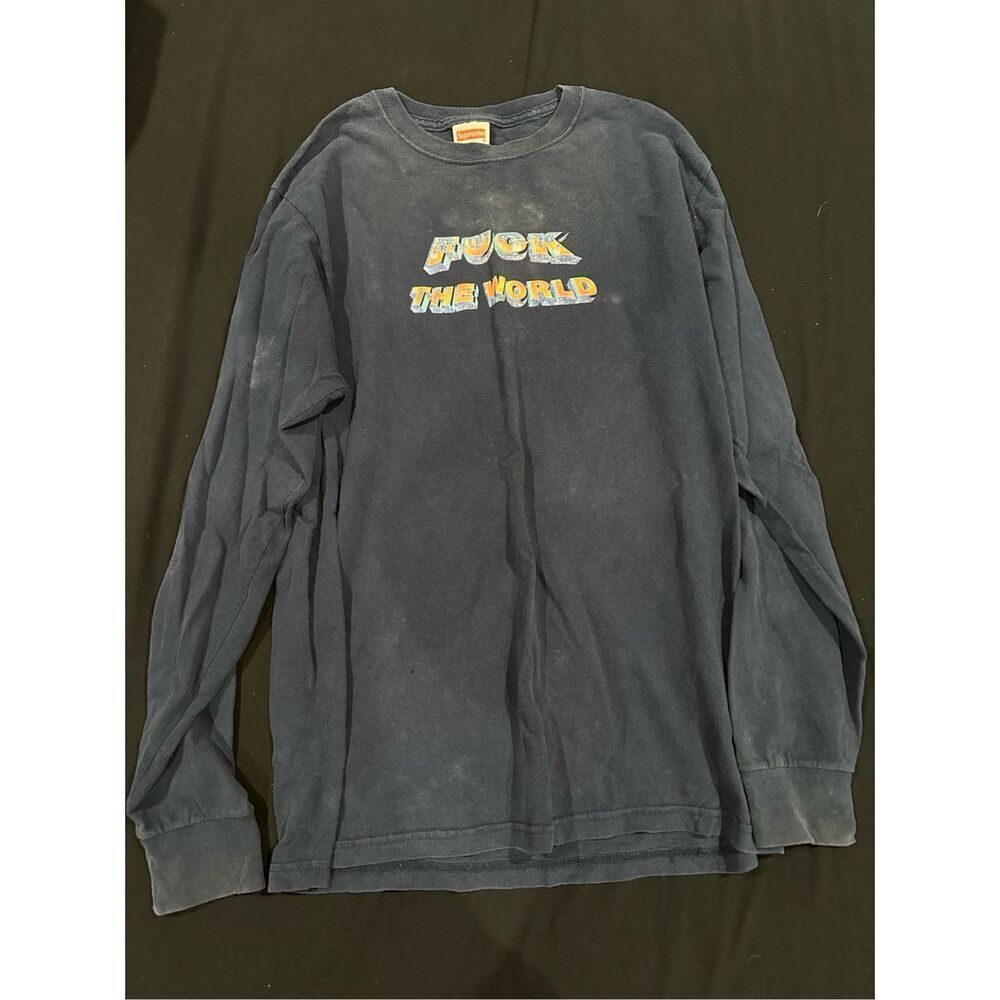 SUPREME size M top fuck the world blue long sleeve